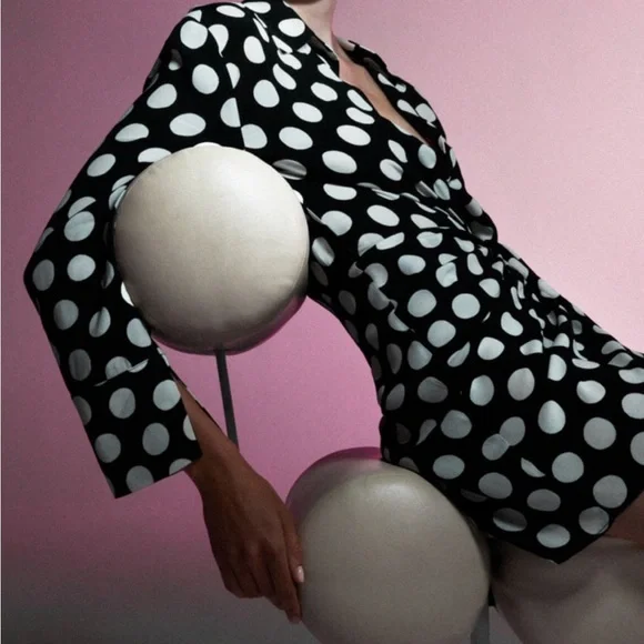 NWT Zara Asymmetrical Polka Dot Shirt Dress - Picture 9 of 12